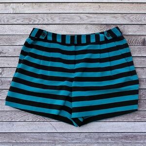 LOFT Teal and Black Striped Shorts 6
